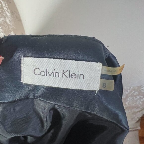 y2k Vintage Silk Calvin Klein Black Sequin Maxi Formal Dress Gown Size 8 - Picture 7 of 10